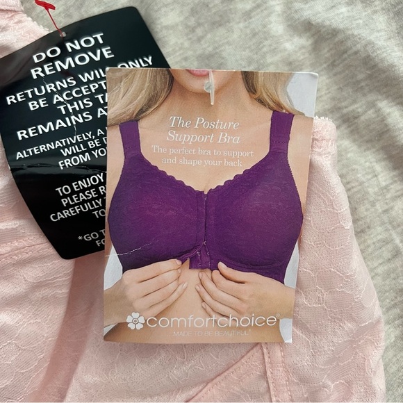 Plus Size Comfort Choice 42C Wireless Posture Support Bra Pink Front Clasp NWT - Picture 8 of 12